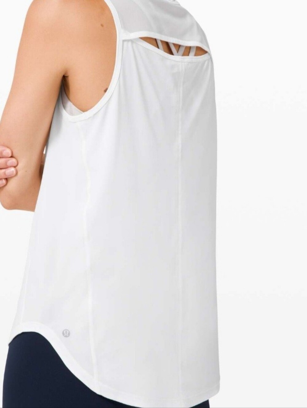 Lululemon Womens White Sculpt Tank Mesh Curved Hem Lightweight No Size